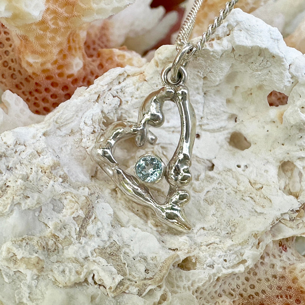 Heart Reef Necklace with sky blue Topaz