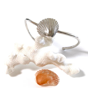 Sun Rays Sea Shell Cuff Bracelet , displayed on natural coral with real shell. Coastalstyle Australia.