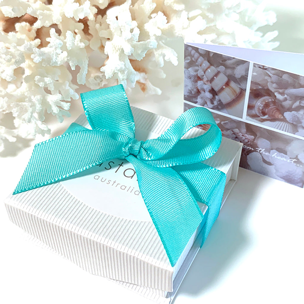 Coastalstyle Australia sustainable gift ox with turquoise ribbon and card ready for gifting 