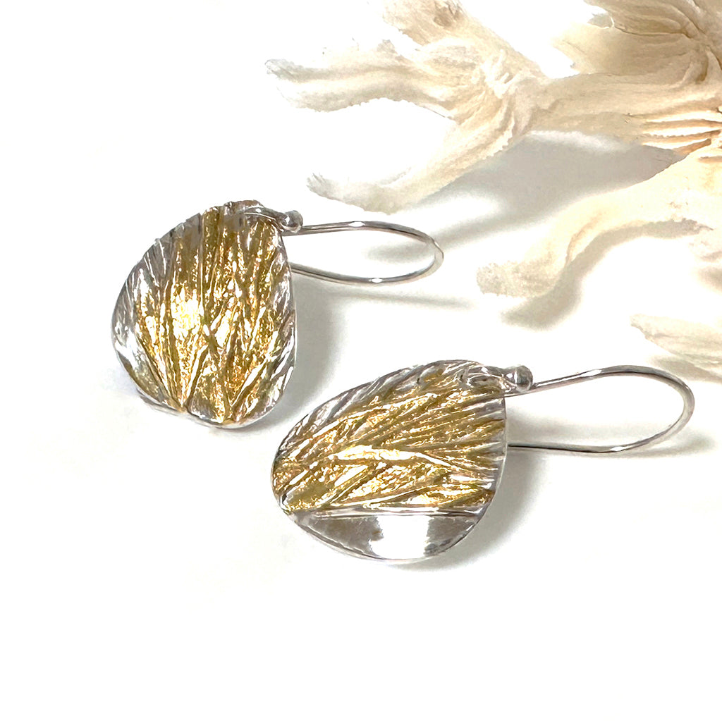 24kt Gold & Silver Organic soft Coral Earrings