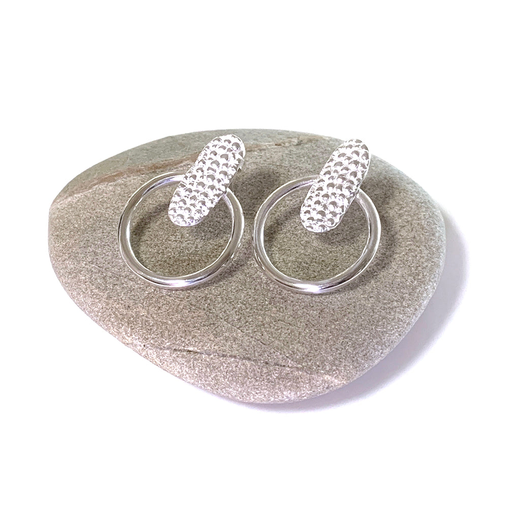 Manta Ray Marine inspired Earrings on pebble