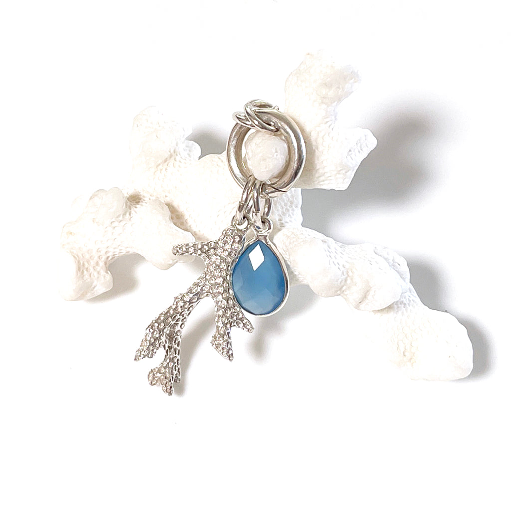 Coral Reef Interchangeable Necklace with faceted chalcedony and silver coral charm. Coastalstyle Australia