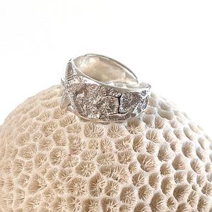 Coral and Sea Star Adjustable Ring