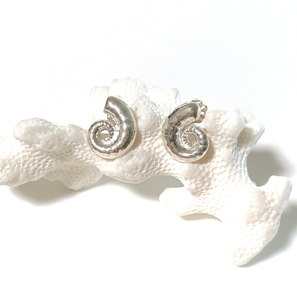 Spirula Pure Silver Stud Earrings