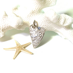 Sea Star Heart Charm with coral